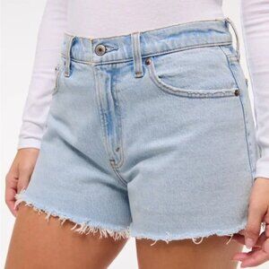 A&F the 90's relaxed cutoff short high rise light Blue denim Jean frayed Shorts